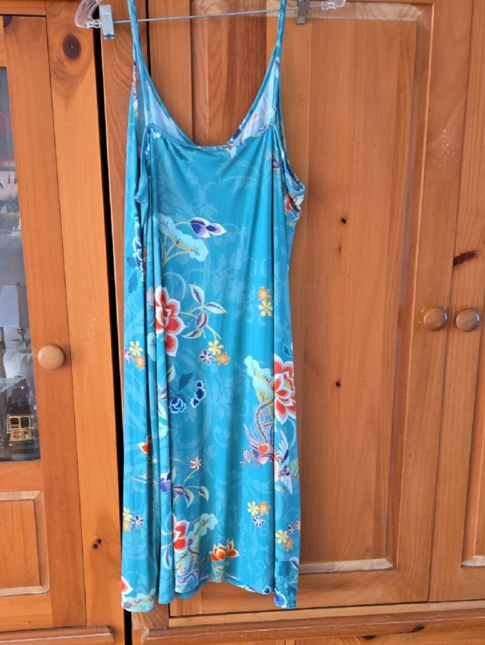 Johnny Was beautiful Teal Floral V‑Neck Slip Nightgown. XL - Picture 7 of 8